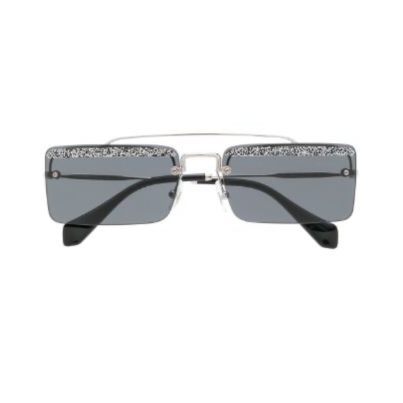MIU MIU Sunglasses - Square Frame, Black Glitter - Picture 5 of 11